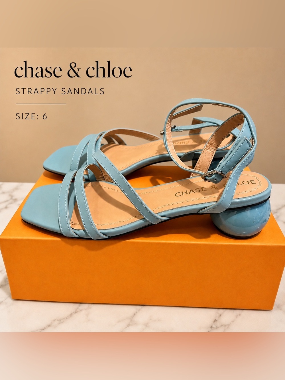 CHASE AND CHLOE Devon ball heel strap sandal/size 6